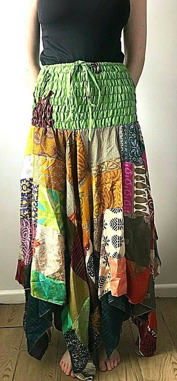 Festival Stall LTD Boho festival Clothing Festival Boho Hippie pixie gypsy Patchwork long Skirt summer sun dress ONE SIZE