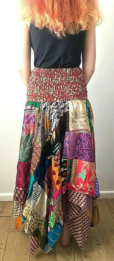 Festival Stall LTD Boho festival Clothing Festival boho hippie pixie gypsy patchwork long skirt summer sun dress one size