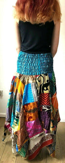 Festival Stall LTD Boho festival Clothing Festival boho hippie pixie gypsy patchwork long skirt summer sun dress one size