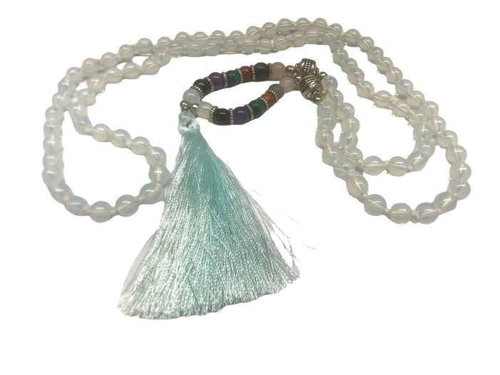 Festival Stall LTD Boho festival Clothing Genuine Opalite Gemstone chakra long bead necklace