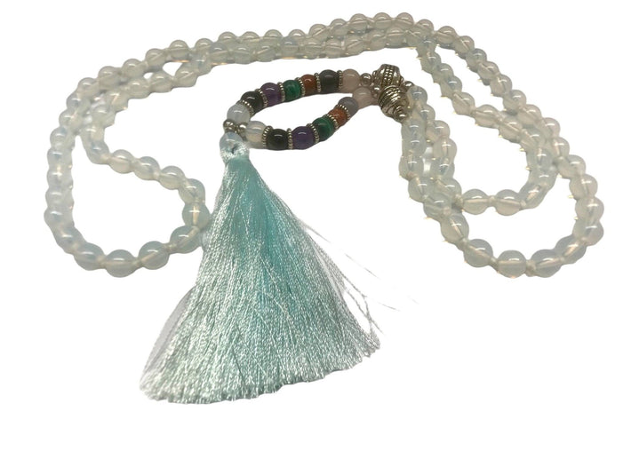 Festival Stall LTD Boho festival Clothing Genuine Opalite Gemstone chakra long bead necklace