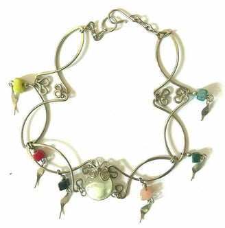 Festival Stall LTD Boho festival Clothing Pretty boho hippy peru ethnic gemstone alpaca silver anklet ankle bracelet b