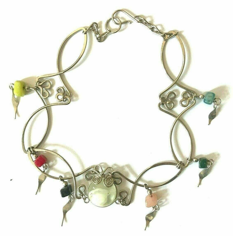 Festival Stall LTD Boho festival Clothing Pretty boho hippy peru ethnic gemstone alpaca silver anklet ankle bracelet b