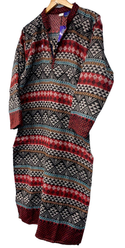 Festival Stall LTD Boho festival Clothing Red & Black Boho hippie ethnic indian warm kurta long dress tunic UK 14 16 xl