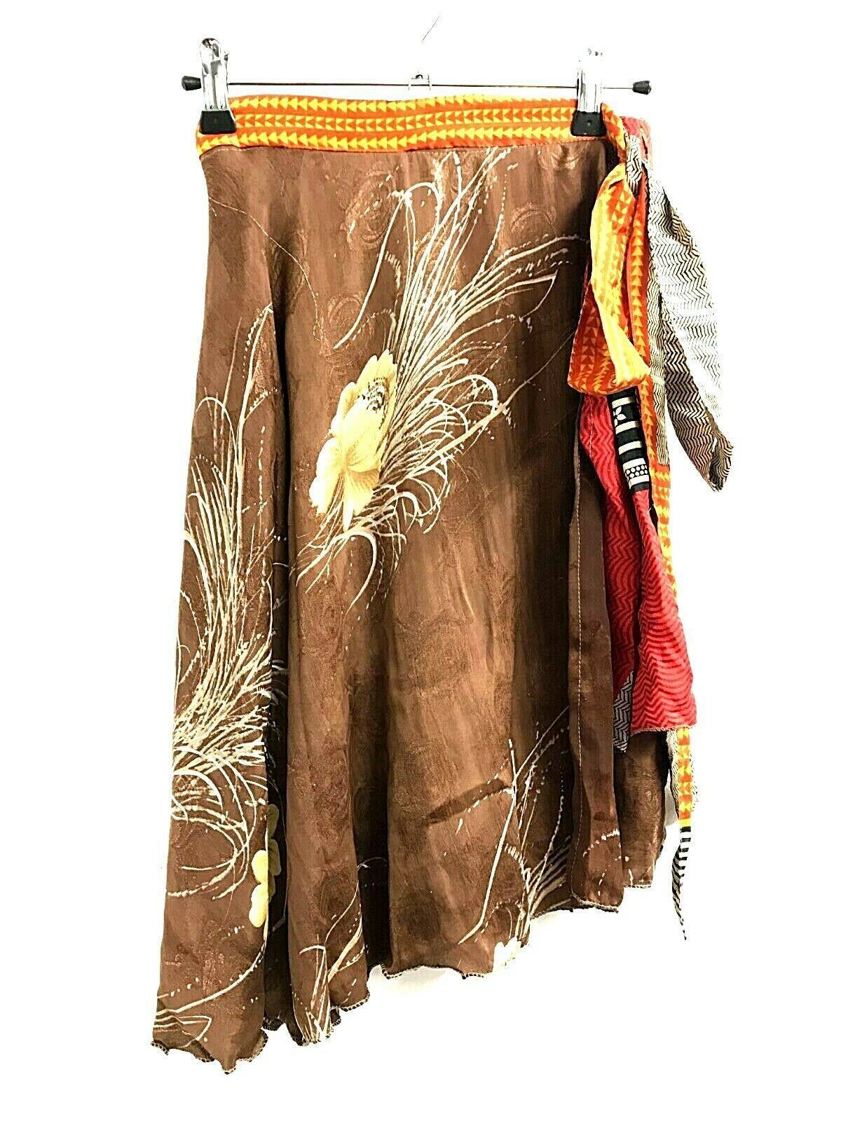 Festival Stall LTD Boho festival Clothing SARI SILK short reversible sexy wrap Skirt Pixie Boho Hippy Festival UK 8-18 #73