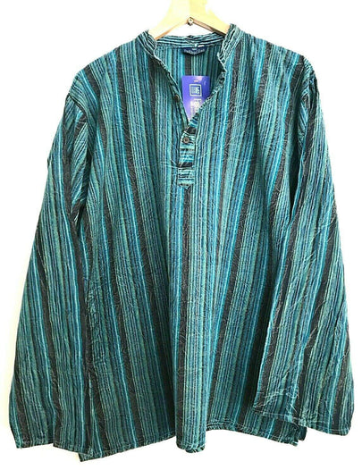 Festival Stall LTD Boho festival Clothing Stripy Grandad Hippy Boho Surfer Festival Casual Shirt Top Tunic M L XL Gift